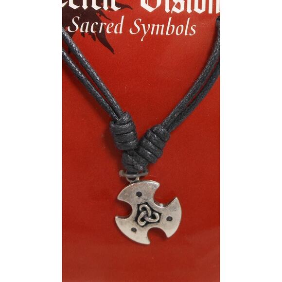 Mystical Vintage Celtic Cross Necklace Pendant Adjustable 24" Sacred Symbols NOS - Picture 9 of 10